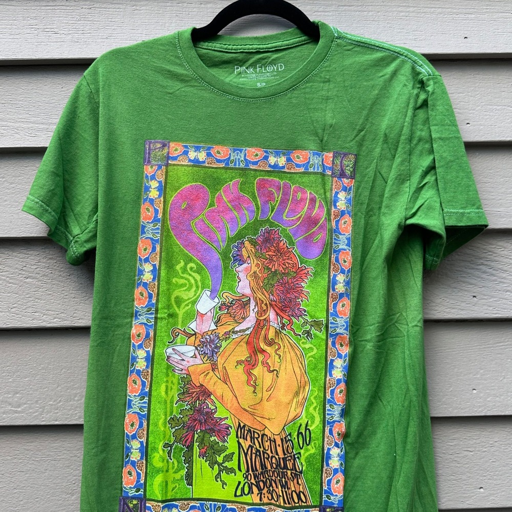 Pink Floyd Green Graphic T-Shirt March 15 1966 Marquee London Concert Small - Picture 3 of 7